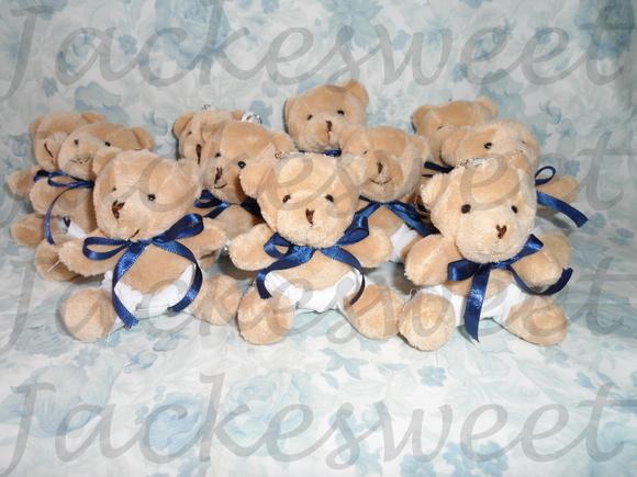 Urso Marrom Gravata Azul Fralda Branca
