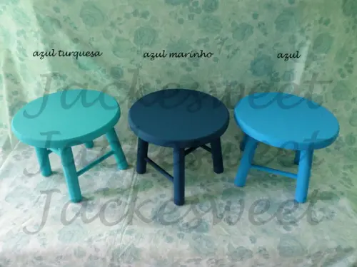 Banquinho em Madeira Azul Turquesa