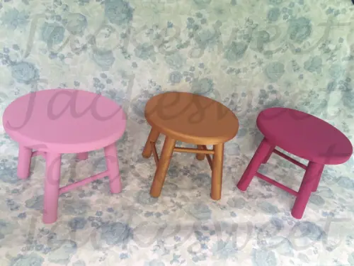 Banquinho em Madeira Pink,rosa e Dourado