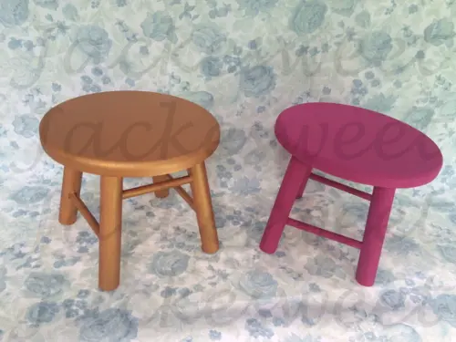 Banquinho Em Madeira Pink e Dourado