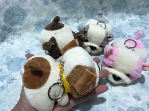 Cachorro Chaveiro Buldogue Rosa e Marrom Escuro