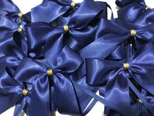 Laço de Cetim Azul Marinho C/dourado 30 Unid