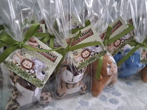 Lembrancinha Pelúcia Mini Selva Kit 35unidades