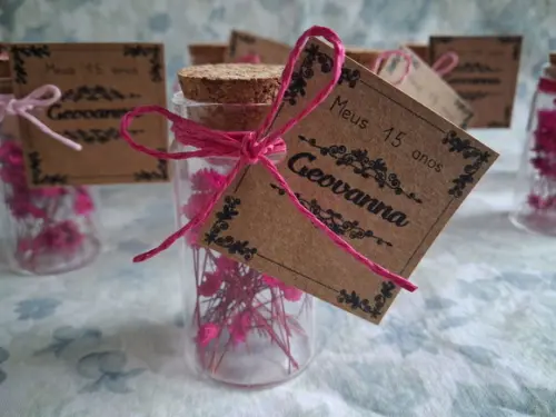 Lembrancinhas Flores Garrafa de Vidro Kit 10unid