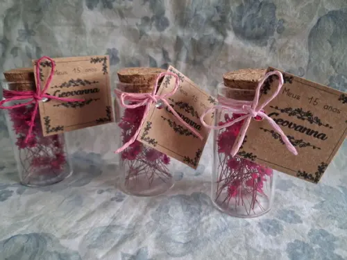 Lembrancinhas Flores Garrafa de Vidro Kit 10unid