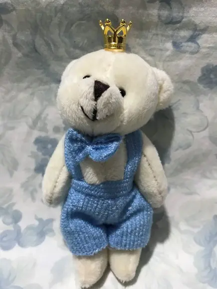 Mini Ursinho Articulado Plush Azul Coroa