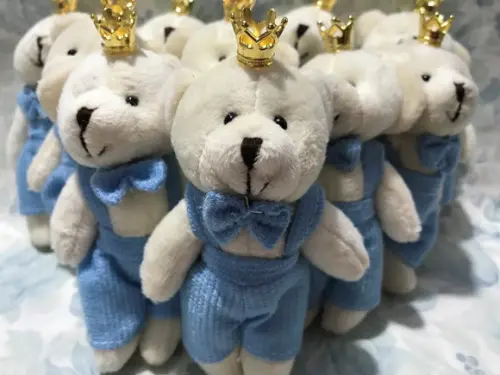 Mini Ursinho Articulado Plush Azul Coroa