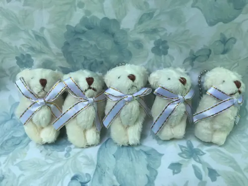 Mini Urso Articulado Filhote 6 cm Creme 20unid