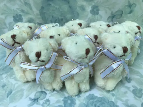 Mini Urso Articulado Filhote 6 cm Creme 20unid