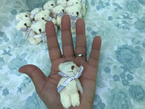 Mini Urso Articulado Filhote 6 cm Creme 20unid