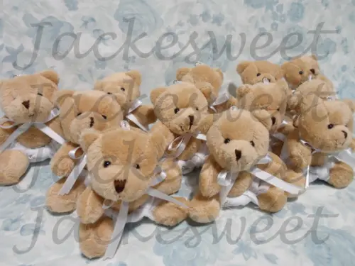 Mini Urso Marrom Fralda e Gravata Branca 50 Unid