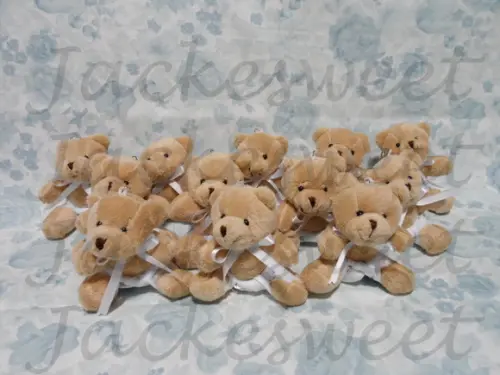 Mini Urso Marrom Fralda e Gravata Branca 50 Unid