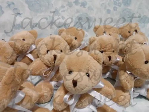 Mini Urso Marrom Fralda e Gravata Branca 50 Unid