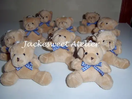 Mini Ursos Marrom Xadrez Azul