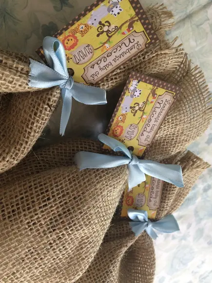 Saco de Juta 12 x 25 com Tag Personalizado Fita Cetim