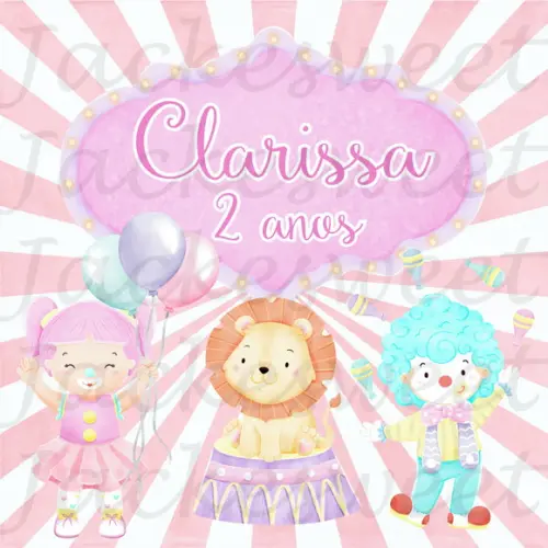 TAG CIRCO MENINA AQUARELA