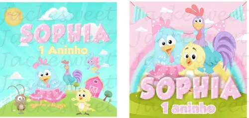 Tag Galinha Pintadinha candy color