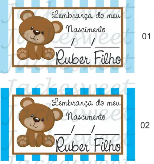 Tag Listrado Azul Ursinho