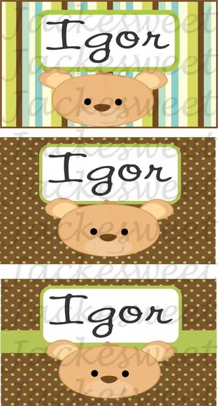 TAG VERDE E MARROM URSO