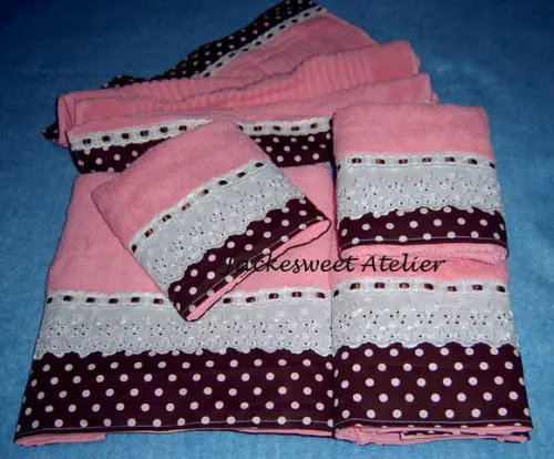 TOALHAS DE BANHO COLEÇÃO ROSA COM MARROM