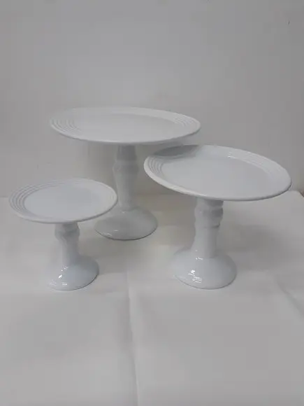 Trio de travessa com pé Cerâmica