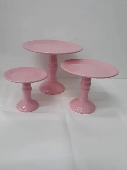 Trio de travessa com pé Cerâmica