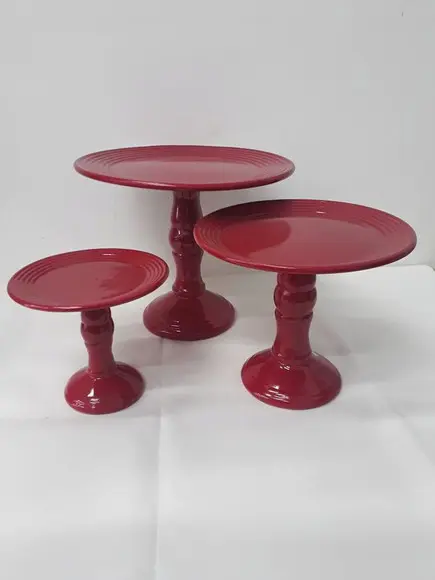 Trio de travessa com pé Cerâmica