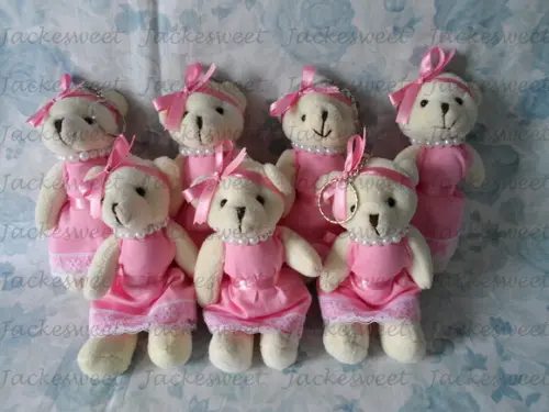 Ursinha Chaveiro Articulada Vestido Rosa