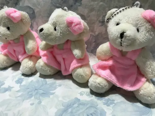 Ursinha Vestido Plush Rosa 20unid