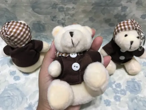 Ursinho Chaveiro Creme Casaco Capuz