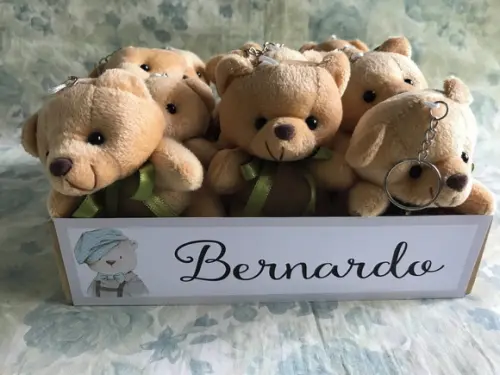 Ursinho Marrom Gravata Verde na Bandeja Personalizada