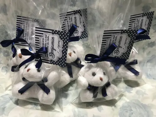 Ursinho Pequenino Branco GV azul marinho