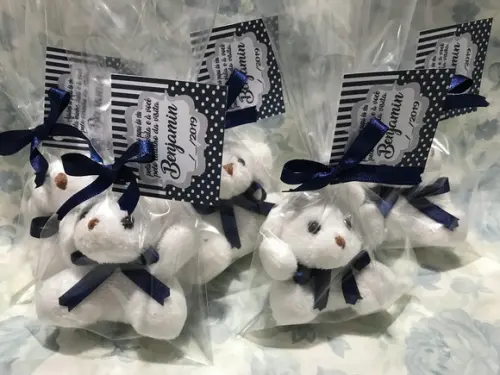 Ursinho Pequenino Branco GV azul marinho