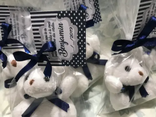 Ursinho Pequenino Branco GV azul marinho
