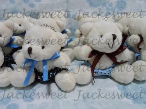 URSO CREME COLEÇÃO AZUL E MARROM