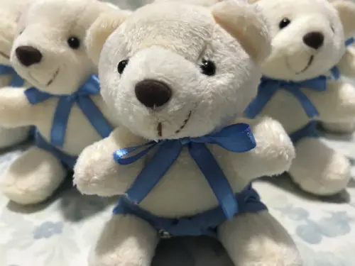 Urso Creme Gravata e Fralda Azul 40 Unid