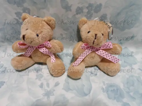 Urso Marrom Gravata Poá Rosa e Marrom