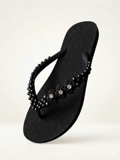 Chinelo feminino sandália customizada com pérolas