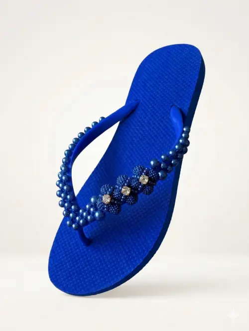 Chinelo feminino sandália customizada com pérolas