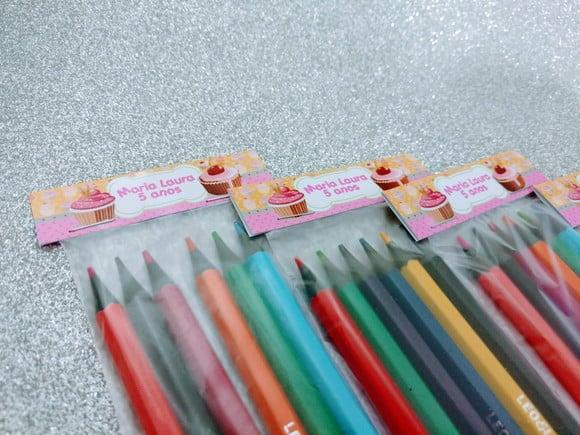 Lembrança de Aniversário Mini Lápis de Cor Cupcake