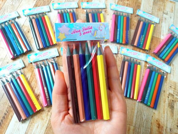 Lembrança de Aniversário Mini Lápis de Cor Unicórnio M2