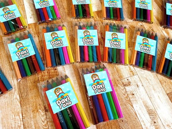 Lembrança de Aniversário Mini Lápis de Cor Urso Aviador
