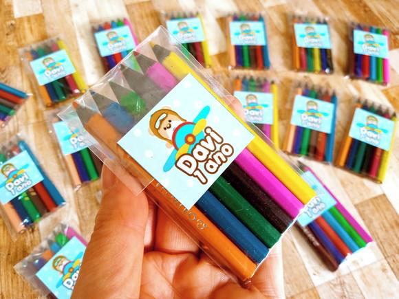 Lembrança de Aniversário Mini Lápis de Cor Urso Aviador