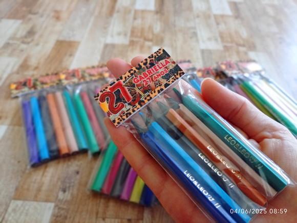 Lembrança de Evento Mini Lápis de Cor Tema Onça Wild Party