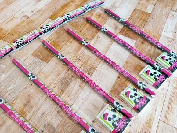 Lembrança de Festa Kit Lápis e Borracha Panda Pandinha M1