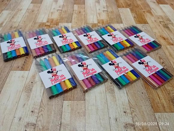 Lembrança para Eventos Mini Lápis de Cor Todos os Temas - 1
