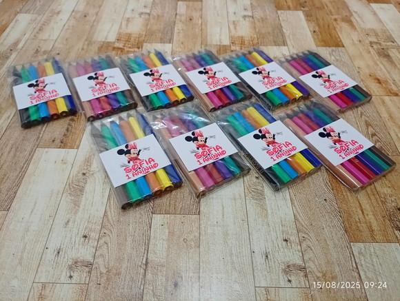 Lembrança para Eventos Mini Lápis de Cor Todos os Temas - 1