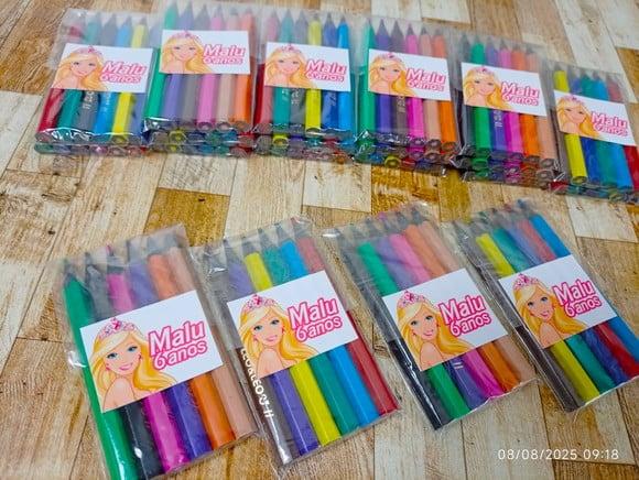 Lembrancinha Mini Lápis de Cor Realeza Boneca Princesa