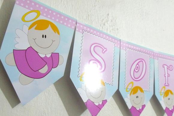 Bandeirolas tema batizado Anjo M3