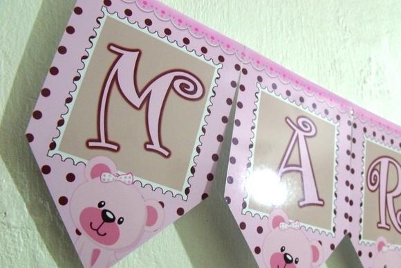 Bandeirolas tema Ursa Rosa e Marrom M1